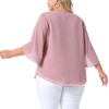Agnes Orinda Women's Plus Size Flutter Petal 3/4 Sleeve Chiffon Loose Flowy Summer Blouses Tops - 4 of 4