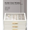 Jewelry Box with Glass Lid & 3 Drawers, Cloud White Organizer for Necklaces, Rings & Earrings, Mother's Day Gift - 4 of 4
