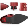 BLISSFUL STEP Women's Pointed Toe Mid Calf Fold Over Buckle Stiletto Heel Boots - 3 of 4