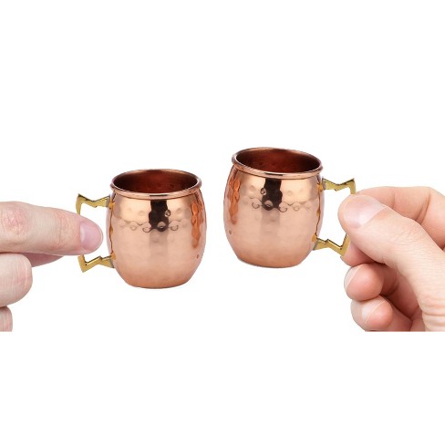 Copper Hammered Mug with Brass store Handle set of 6