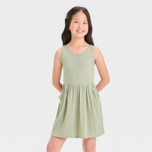 Girls' Rib Tank Dress - Cat & Jack™ Hot Pink - 1 of 3