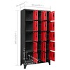 vidaXL Locker Cabinet Anthracite and Red Steel Large Locks - 4 of 4