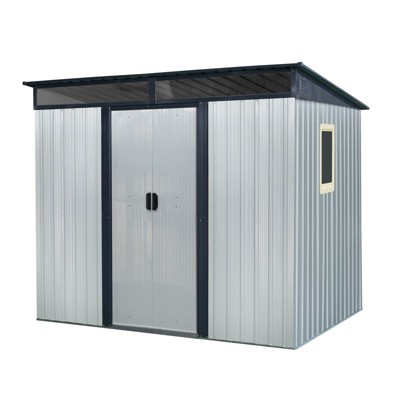 NicBex Metal Outdoor Storage Shed with Window and Transparent Plate for Backyard Garden,Patio