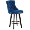 Ridstar Set of 2 Modern Swivel Bar Stools with Metal Pull Ring, Sturdy Footrest & Large Backrest For Home Bar-Navy Blue - 3 of 4