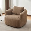 Modern Brown Upholstered 38.2" Swivel Accent Chair with Rounded Arms and Pillow for Living Room or Office Seating-Maison Boucle - 2 of 4