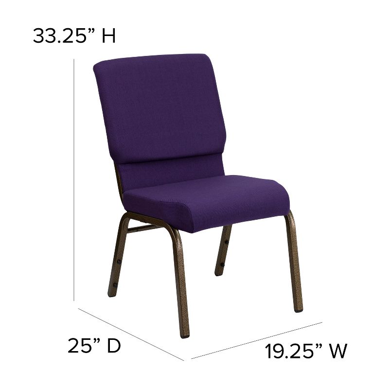 Flash Furniture HERCULES™ Series Auditorium Chair - Stacking Padded Chair - 19inch Wide Seat - Royal Purple Fabric/Gold Vein Frame, 5 of 12