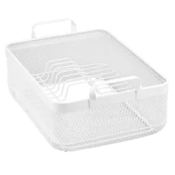 mDesign Modern Kitchen Countertop, Sink Dish Drying Rack with Handles