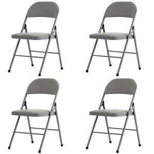 Sevobal Outdoor Portable Chairs 4PCS Foldable Soft Cushion Chair Set with PVC Seat for Living Room and Reception, Gray, 15.75"*17.72"*30.71" - 1 of 4