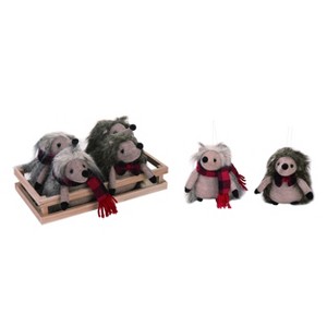 Transpac Polyester 5 in. Multicolor Christmas Plush Hedgehog Ornaments Set of 6 - 1 of 2