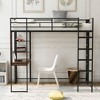 ALEXOUN Modern Heavy Metal Bunk Bed with 2 Ladders Metal Loft Bed with Desk for Bedroom, Dorm,Apartment Space-Saving,Silver - 2 of 4