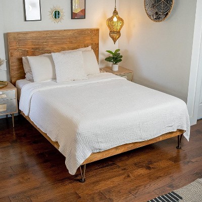 Queen Size White Muslin Cotton Throw Blanket