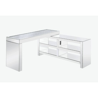 Noralie Built-In USB Port Writing Desk Clear Glass/Mirrored/Faux Diamonds - Acme Furniture