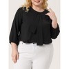 Agnes Orinda Women's Plus Size Stylish Tie Neck 3/4 Ruffle Sleeves Work Office Blouses - 2 of 4