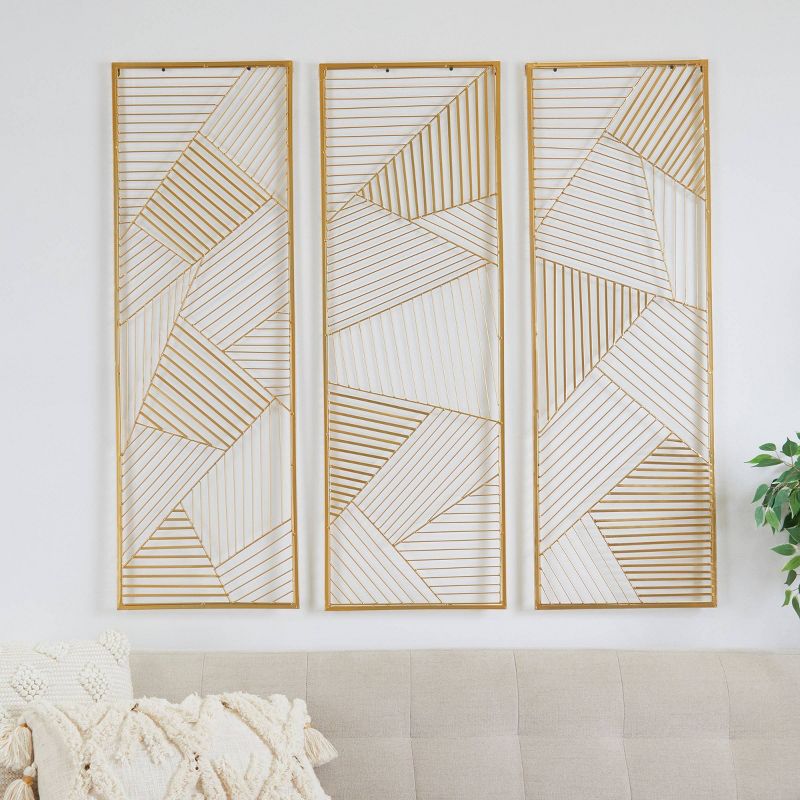 Set of 3 Metal Geometric Wall Decors with Gold Frame - CosmoLiving by Cosmopolitan, 5 of 6