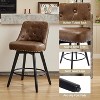Counter Height Bar Stools Set of 2, Modern Swivel Bar Stools with Back, Wood Legs, 26"H Seat Upholstered Barstools Chair for Kitchen Island Home Bar - 3 of 3
