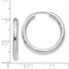 Black Bow Jewelry 3mm x 35mm 14k White Gold Polished Endless Tube Hoop Earrings - 4 of 4