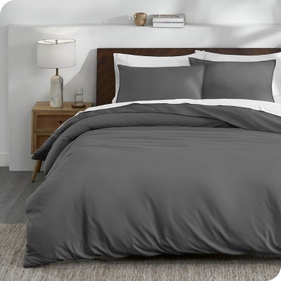 Twin/twin Xl Grey Organic Cotton Jersey Duvet Cover Set By Bare Home ...