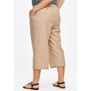 ellos Women's Plus Size Linen-Blend Drawstring Capris - 3 of 4