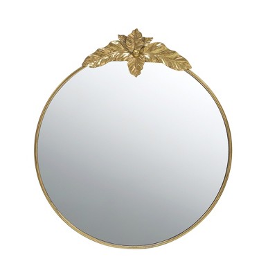 Vynxaria 36"x41" Gold Round Wall Mirror - Elegant Framed Living Room & Bedroom Statement