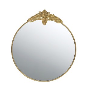 Vynxaria 36"x41" Gold Round Wall Mirror - Elegant Framed Living Room & Bedroom Statement - 1 of 4