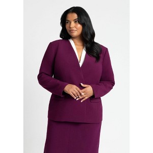 ELOQUII Women's Plus Size The 365 Semi Stretch Double Breast Collarless Blazer - 1 of 4