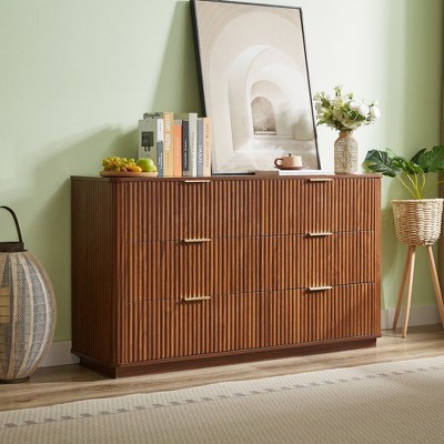 NicBex 6 Drawers Dresser for Bedroom,Modern Dresser with Curved wave Design,Dressers for Kids Room,Living Room,Entry and Hallway
