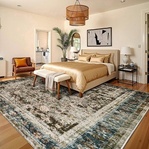 AMERLIFE Area Rug, Machine Washable Vintage Carpet with Non-Slip Backing, Soft Rug for Living Room, Bedroom, Hallway Use - 1 of 4