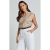Womens V Neck Sweater Vest Trendy Cap Sleeve Sweater Winter Pullover Sweater Vest Sleeveless Knit Tops - 4 of 4