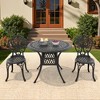 3-Piece Patio Set: Round Table & 2 Chairs - Cast Aluminum, All-Weather/Umbrella Hole & Adjustable Legs for Balcony/Backyard - 2 of 4