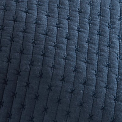 Navy Cotton Twin Reversible Cross Stitch Bedspread Set