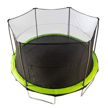 JumpKing 14 Foot Round Trampoline and Enclosure System with Galvanized Steel Frames and 200 Pound Capacity for Kids and Adults, Black/Lime Green