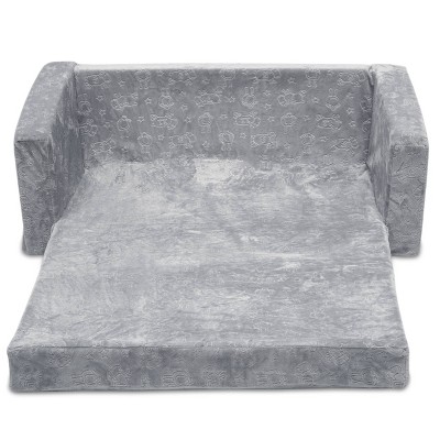 Cozy Convertible Sleeper Sofa for Kids in Soft Gray Fabric