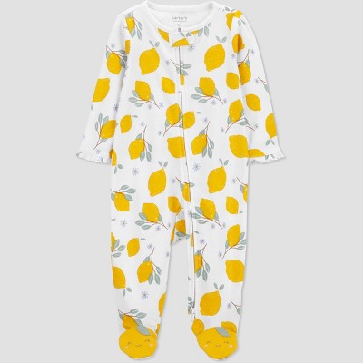Image of Carter's Just One You® Baby Girls' Lemon Footed Pajama - Yellow Newborn