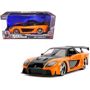 Han's Mazda RX-7 RHD (Right Hand Drive) Orange and Black "Fast & Furious" Movie 1/24 Diecast Model Car by Jada - 1 of 4
