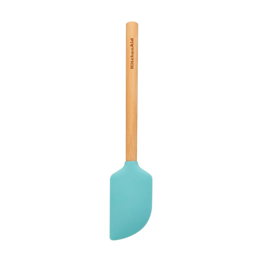 3 Pack...KitchenAid Bamboo Scraper Spatula Aqua Sky