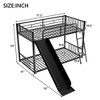 Twin Over Twin Metal Bunk Beds with Slide and Ladder, Heavy Duty Bed Frame with Safety Guard Rail & Ladder,Low Floor Bunk Bed, No Box Spring Needed - 2 of 4