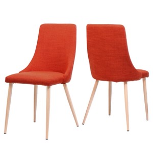 Set of 2 Sabina Mid Century Dining Chairs Muted Orange: Upholstered, Wood Legs - Christopher Knight Home - 1 of 4