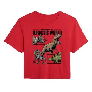 Women's - Jurassic Park - Welcome To Jurassic World Dino Cropped Graphic T-Shirt - 1 of 4