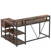 Resenkos Computer Desk, Office Desk, Study Desk,Reversible L-Shaped Desk, Industrial Corner Desk with Drawer & Shelves,Rustic Brown - 2 of 3