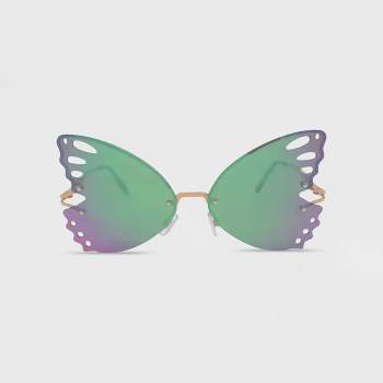 Women's Rimless Metal Butterfly Novelty Sunglasses - Wild Fable™ Green