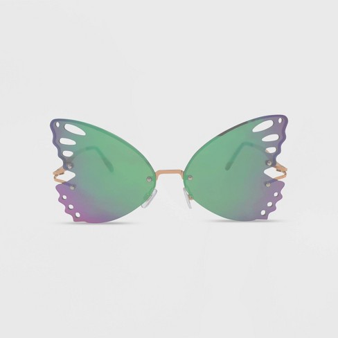 Women\'s Rimless Metal Butterfly Novelty Sunglasses - Wild Fable™ Green :  Target