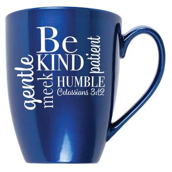 Elanze Designs Be Kind, Humble, Gentle, Meek, Patient Colossians 3:12 Navy Blue 10 ounce New Bone China Coffee Cup Mug