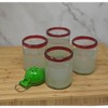 Dos Sueños Mexican Hand Blown Tumblers - Red Rim - 10oz - Set of 4 - 2 of 4