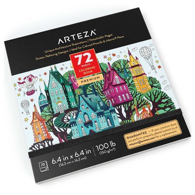 Arteza Adult Coloring Book, Architecture Illustrations, 6.4"x6.4" - 72 Sheets (ARTZ-3744)