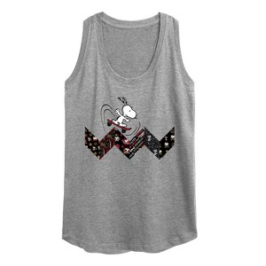 Women's Peanuts Snoopy Skating Pattern Graphic Racerback Tank - Heather Grey - X-Large - 1 of 4