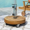 GDFStudio Bucy Outdoor 33 lb Acacia Wood Circular Umbrella Base with Stainless Steel Tube, Teak - 2 of 4