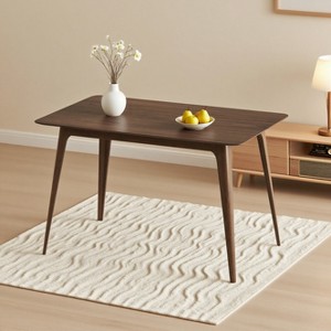 KWPZQEB 47.2" Dining Table with Wood Legs, Rectangular Modern Kitchen Table for Apartment, Living Room, Dining Room, Easy Assembly, Brown - 1 of 4