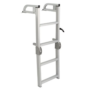 RecPro Compact Space Saving Aluminum Quick Release 4-Step Pontoon Boat Ladder - 1 of 4