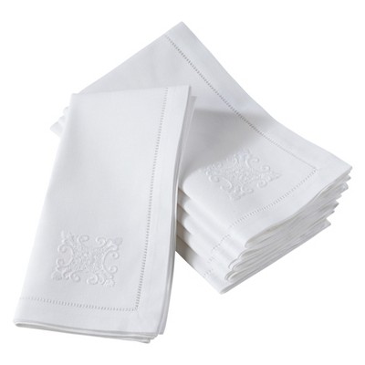 Saro Lifestyle Embroidered Ornament Hemstitch Cotton Table Napkins (set of 6)