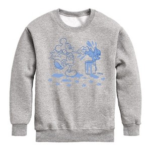 Boys' - Disney - Mickey Mouse & Puppy Paint Prints Graphic Long Sleeve Fleece Sweatshirt - 1 of 4